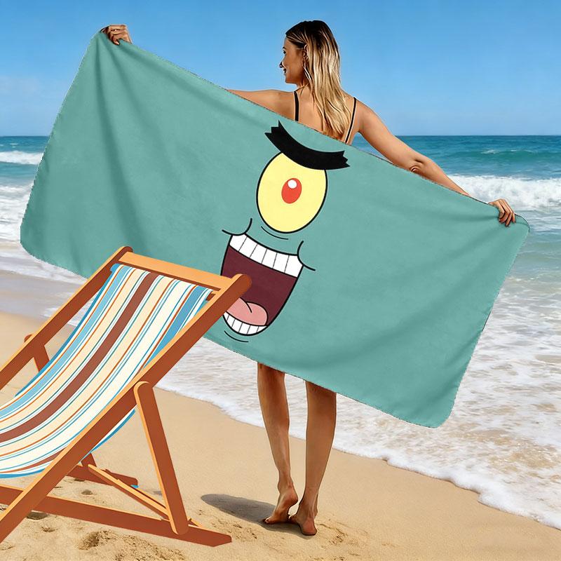 SpongeBob SquarePants Print Beach Towel, Large Soft Quick Dry Towel for Beach Camping Swimming