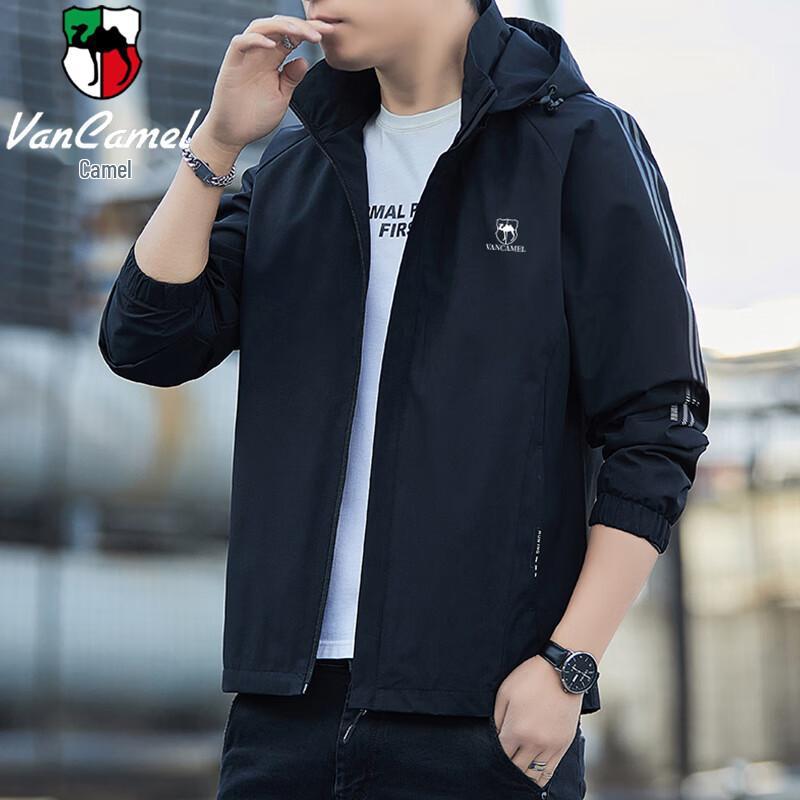 VANCAMEL Men s Spring Autumn Hooded Casual Jacket XL