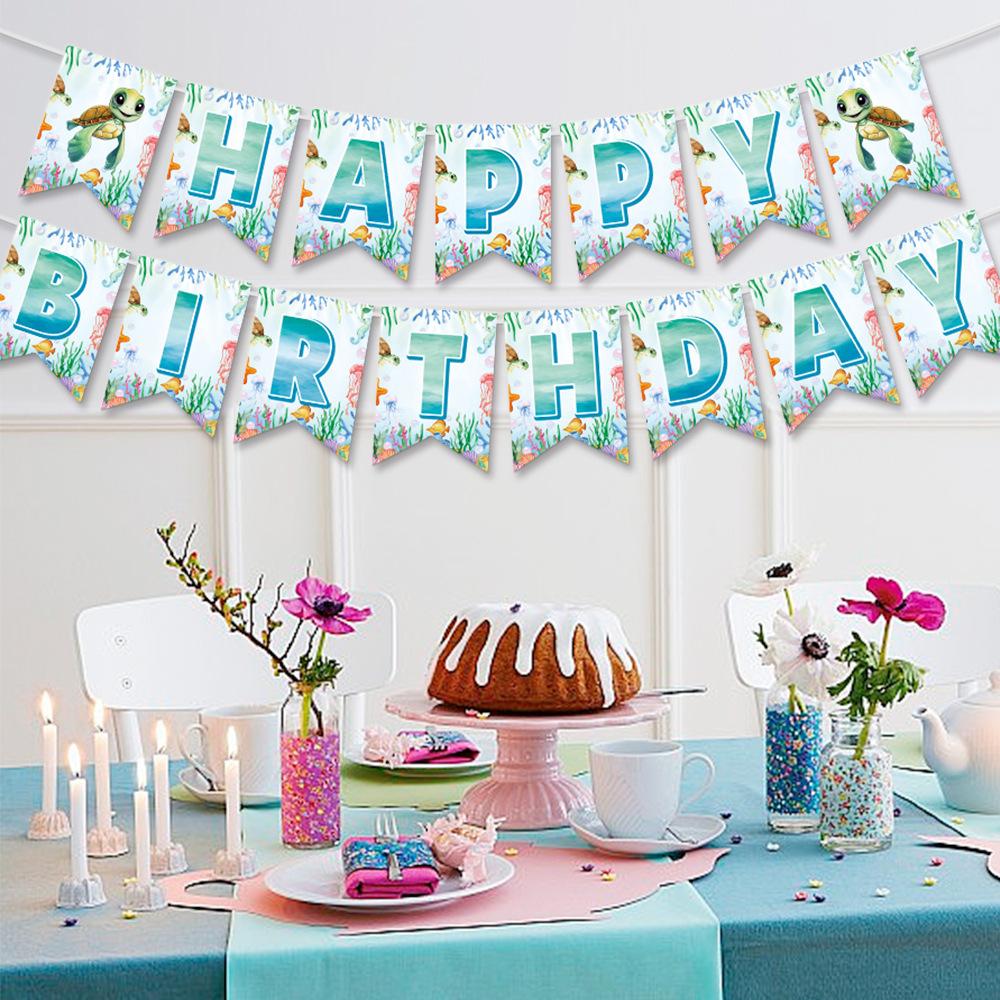 Turtle-themed Birthday Party Decoration Set Flag-pulling Spiral Birthday Party Decoration Venue Arrangement
