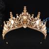 Goudkleurige Champagne Kristallen Bos Bruidstiara's Kronen voor Vrouwen Strass Schoonheidswedstrijd Diadeem Sluier Tiara Bruiloft Haaraccessoires