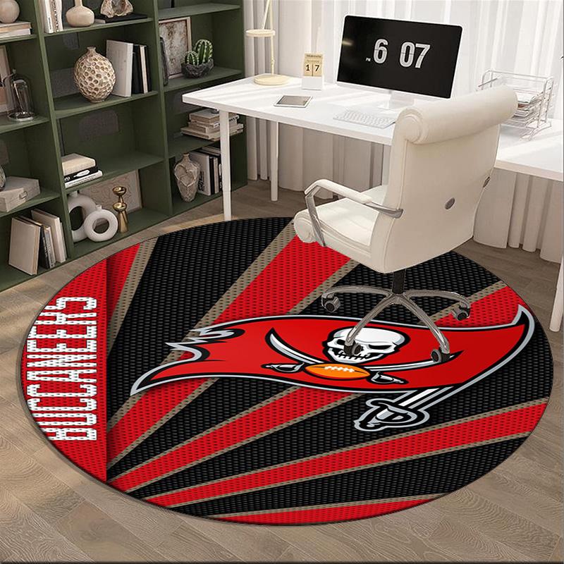 Buccaneers Team Spirit Round Rug for Livingroom,Bedroom, Palyroom, Chair Rug, Area Rug, Circle Carpet, Large Size Fan Christmas Gift