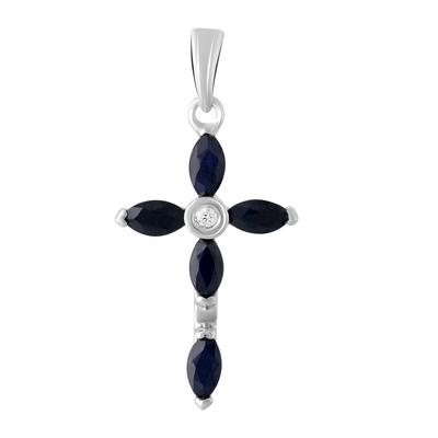 Silver Cross with Sapphire (2107026)