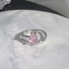 Sweet Pink Diamond Heart Adjustable Ring - Cool, Elegant, Inlaid Gems, High-End Design