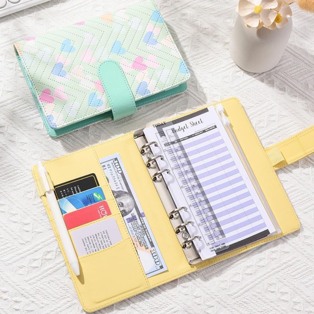 A6 Binder Notebook PU Leather Savings Book Creative Budget Binder  for Cash Budget Storage