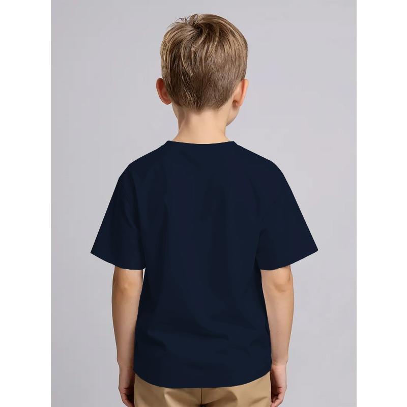 European Size Boys Round Neck Short Sleeved T Shirt with Letter Pattern