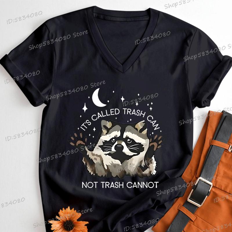 

Fashion Cute Raccoon Tshirts Its Called Trash Can Funny Animal Tees New VNeck Ladies Tops Vintage Raccoon Womens Clothing 4XL