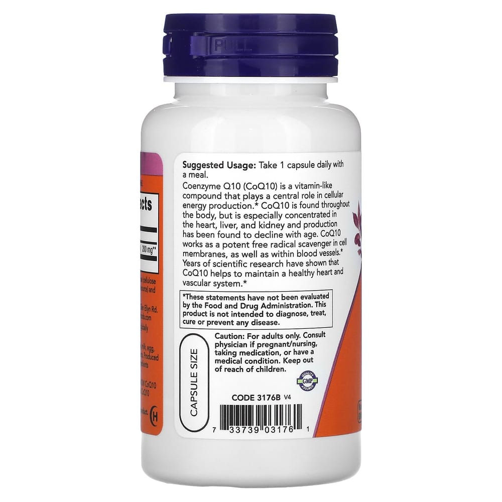 NOW Foods CoQ10 200mg Veggie Capsules, 60 Count