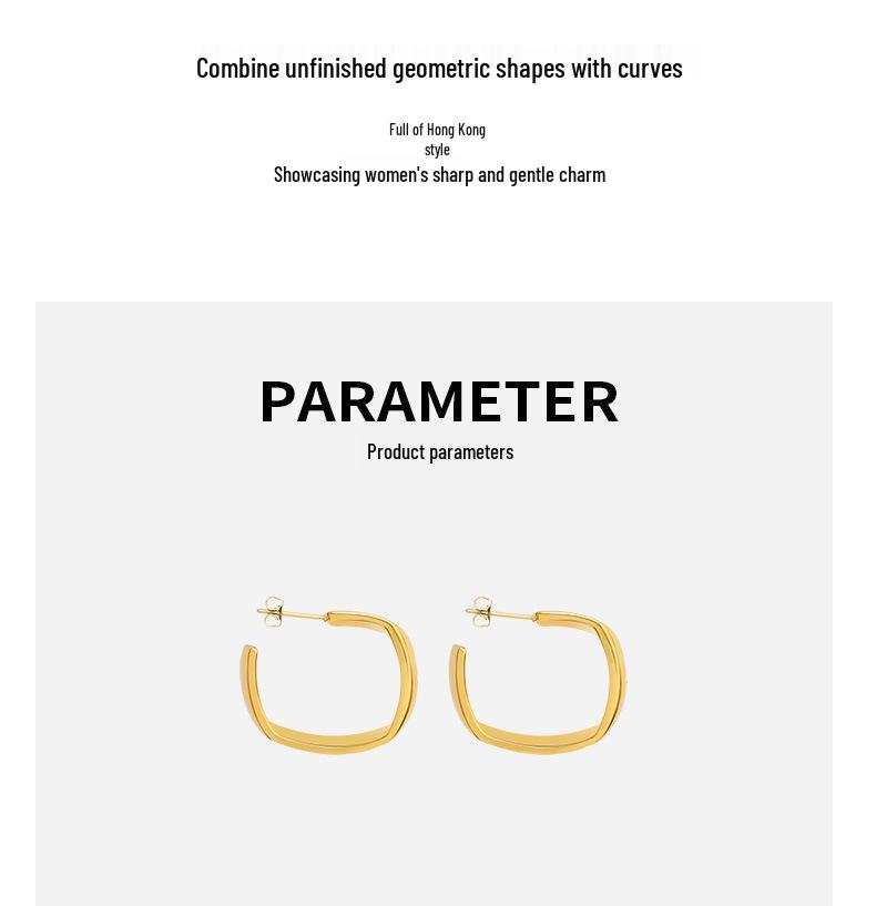 Geometriska retroörhängen med 18K guldplätering: Hongkong Minimalistisk Stil för Kvinnor - Perfekt för Jul, Höst och Vinter