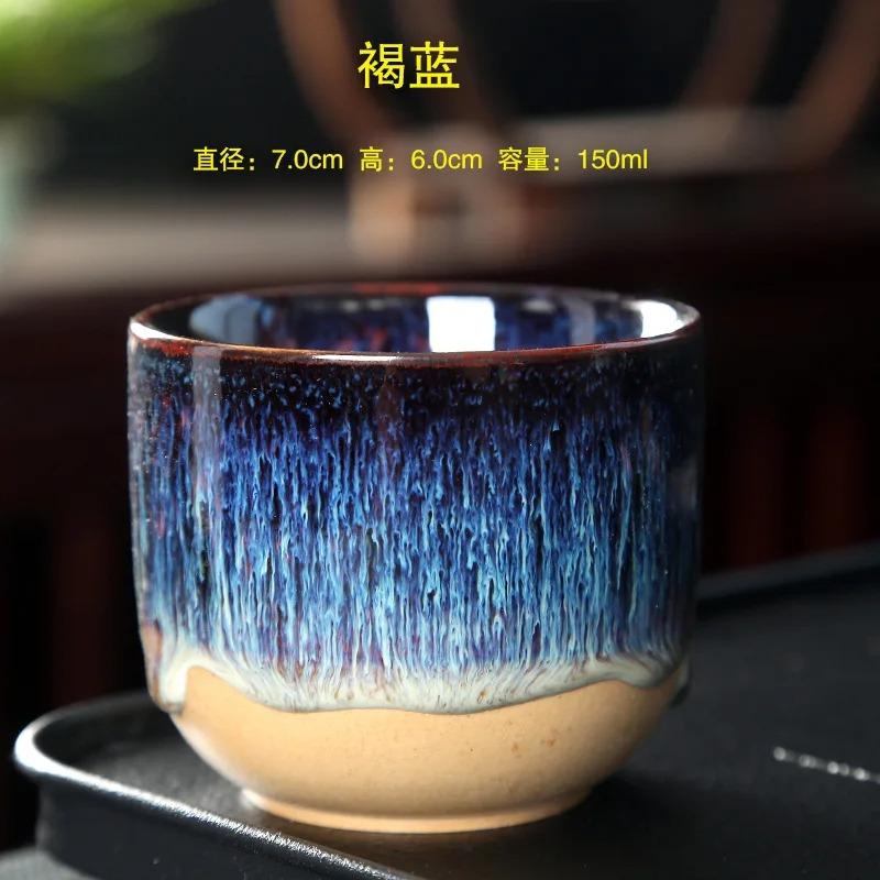 Ofenbrand China Keramik Teetasse Töpferei Jianzhan Trinkgeschirr Temmoku Glasur Porzellan Kung Fu Tassen Set für Wasser Latte Milch