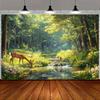 Tapiz de Fondo de Ciervo en Bosque Encantado 2D - Paisaje Natural con Ciervos Sika para Decoración Estética de Habitación