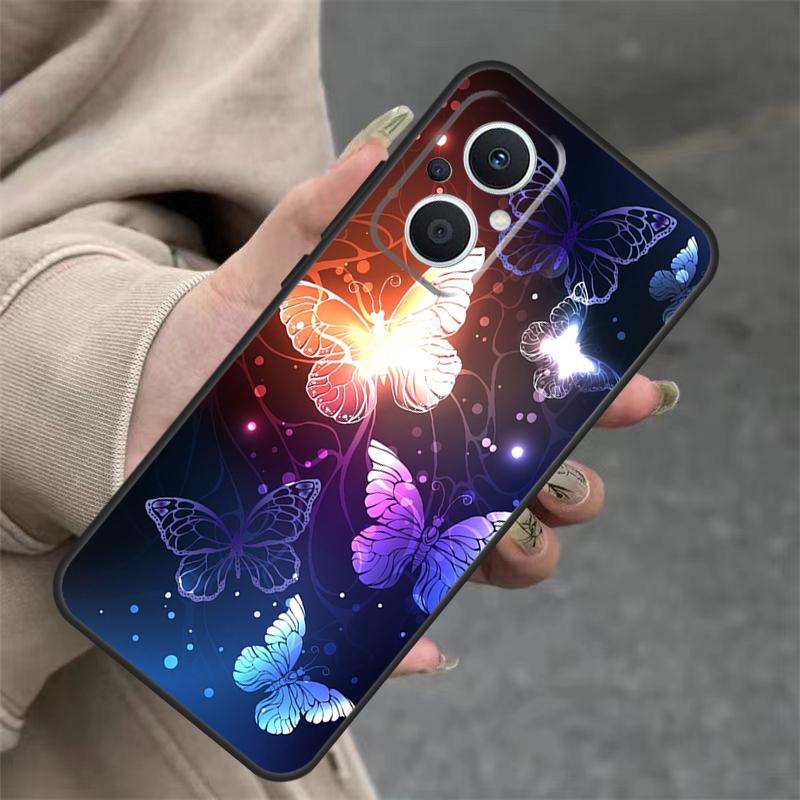 Black Beautiful Butterfly Case For OPPO Reno 14F 13F 12F 11F 10 12 13 14 Pro 7 8 Lite OPPO Find X5 X6 X8 X9 Pro Cover
