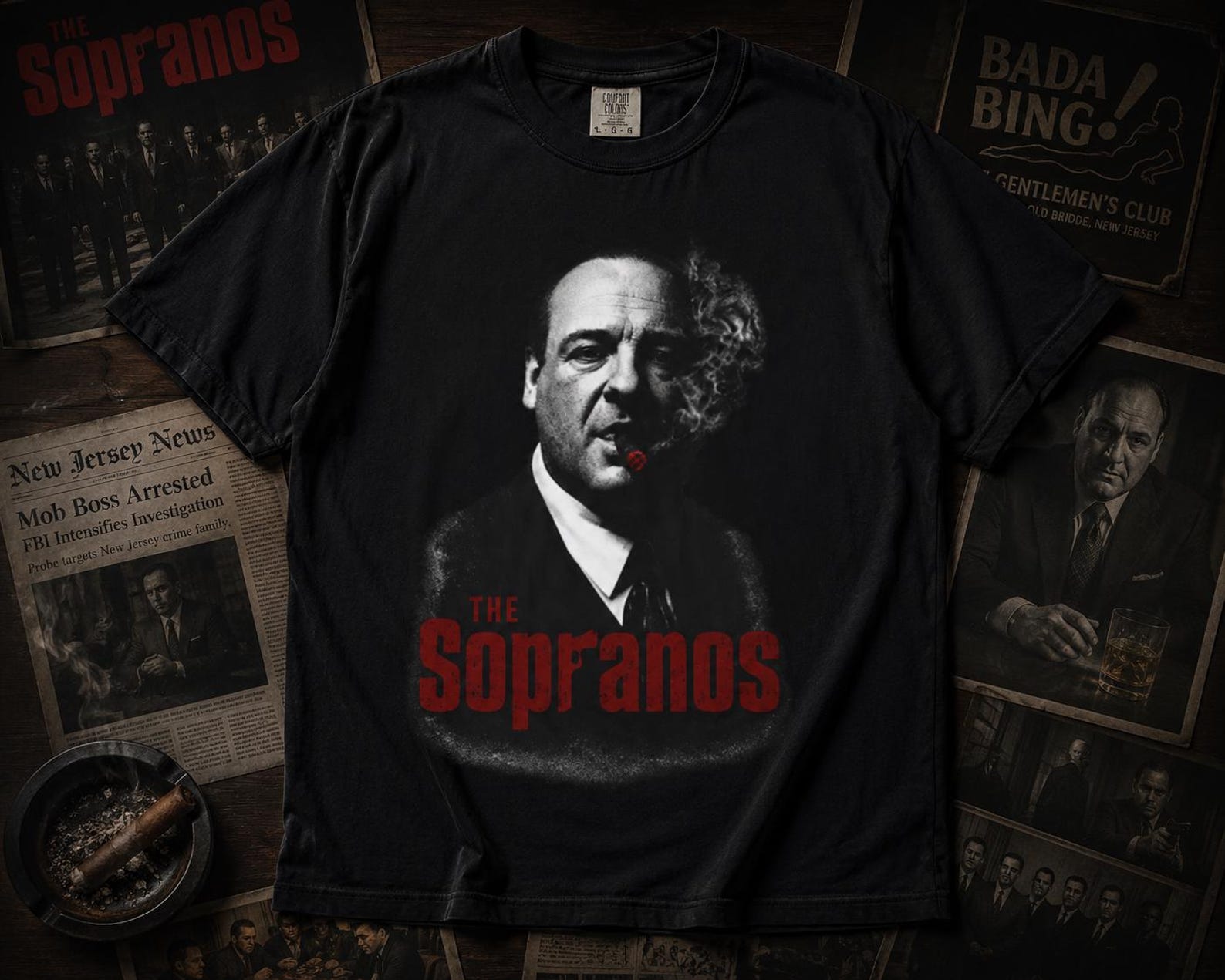 Comfort Colors® Vintage The Sopranos Mafia Graphic Shirt M