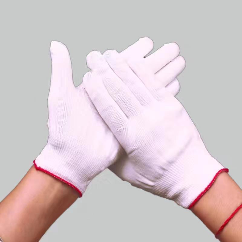 13-Gauge dünne Nylonhandschuhe: Hochelastisch, Kleinformat, Atmungsaktiv, Antistatisch, Weiße Arbeitsschutz- und Wenwan-Etikette-Handschuhe