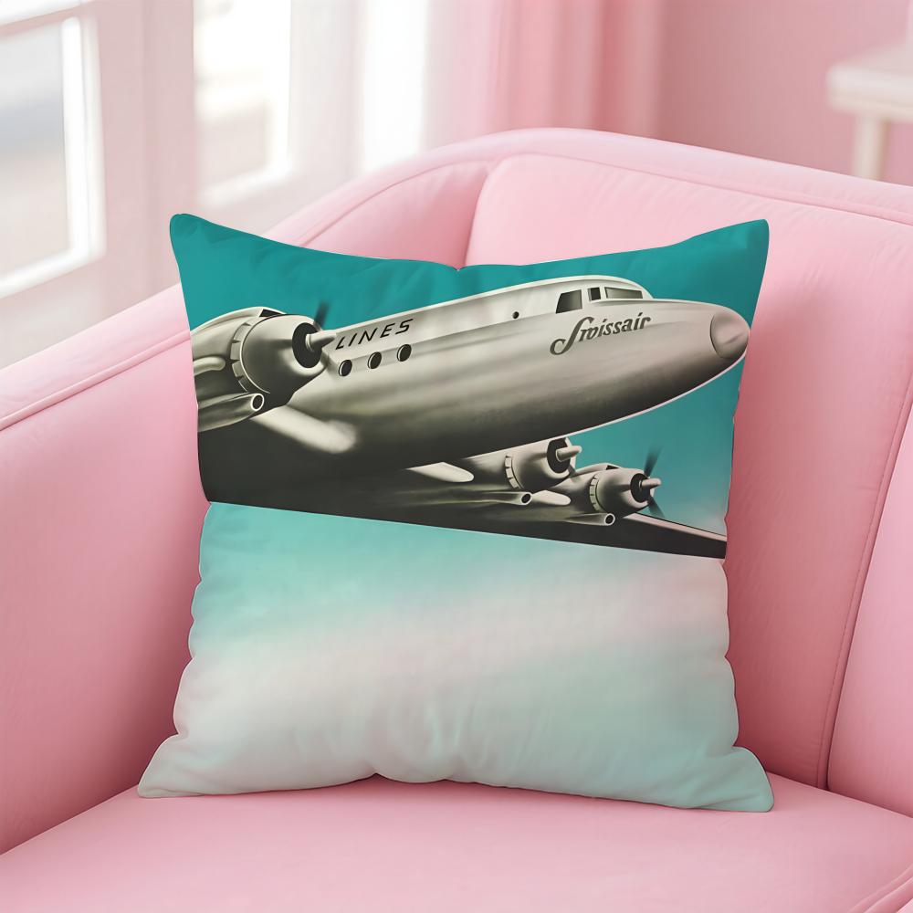 SSwissair Cushion Cover Pillow Case Soft Friendly Fabric  Concealed Zipper