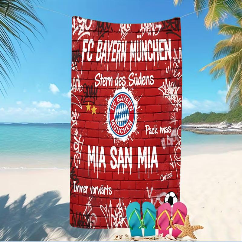 Beach Towel with FC Bayern München logo Pattern - soft,absorbent,machine washable Lightweight&Modern,swimming,Travel Essentials
