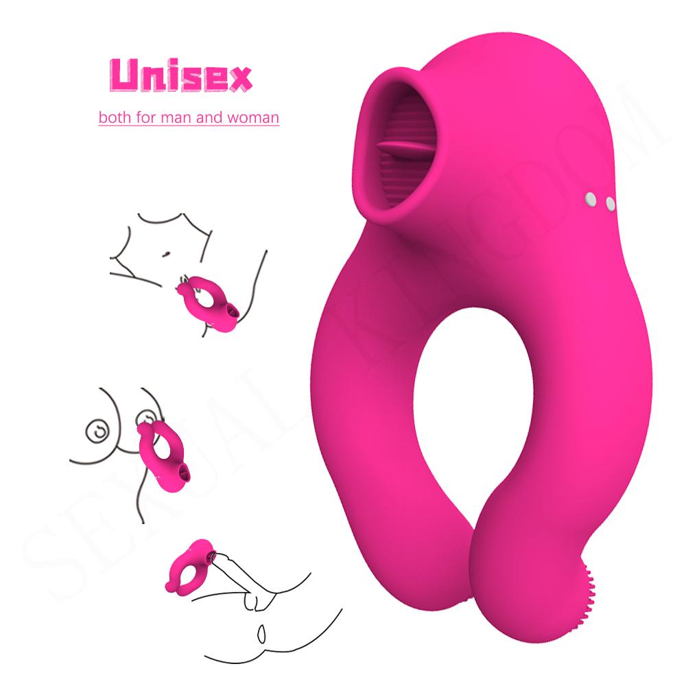 Unisex Vibrator Male Penis Ring Tongue Licking Sex Toy 3 Motor Vagina Masturbator G-spot Clitoris Stimulator Sex Toys for Couple