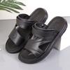 Plus Size Summer Men's Leather Sandals Black Flat Dual-purpose Slippers Outdoor Beach Leisure Sandal Shoes for Men Sandalias New