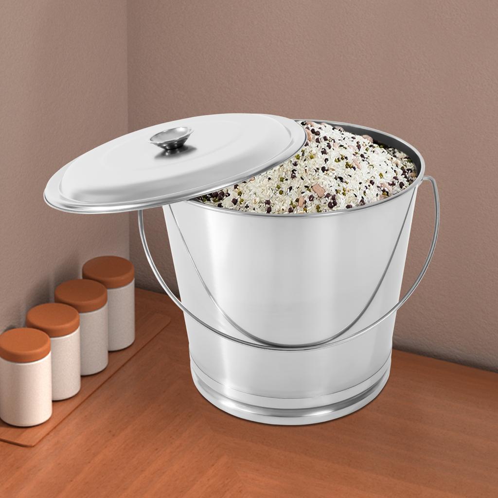 20L Stainless Steel Milk Pail Bucket W/ Lid - Free Standing 5.28 Gallon Capacity Storage Water Breaker for Farm, Dairy, Brewing