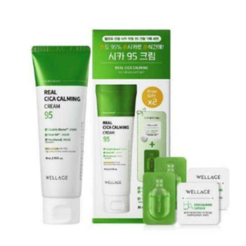 WELLAGE Real Cica Calming 95 Cream 80ml Set (with 1 Day Kit Gift)