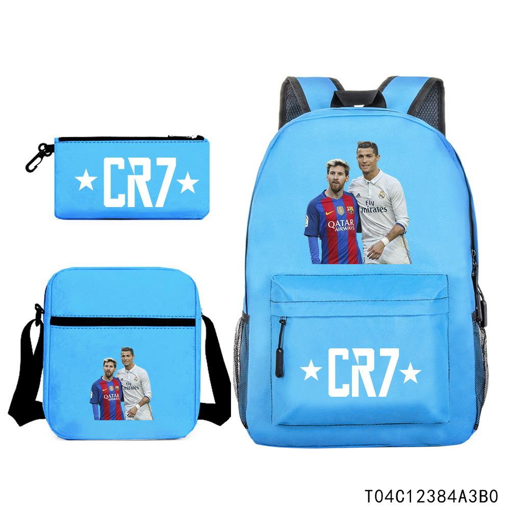 Luo Qixing Three-Piece Schoolbag, Male And Female Students Leisure Bag, Printed Large-Capacity Outdoor Backpack