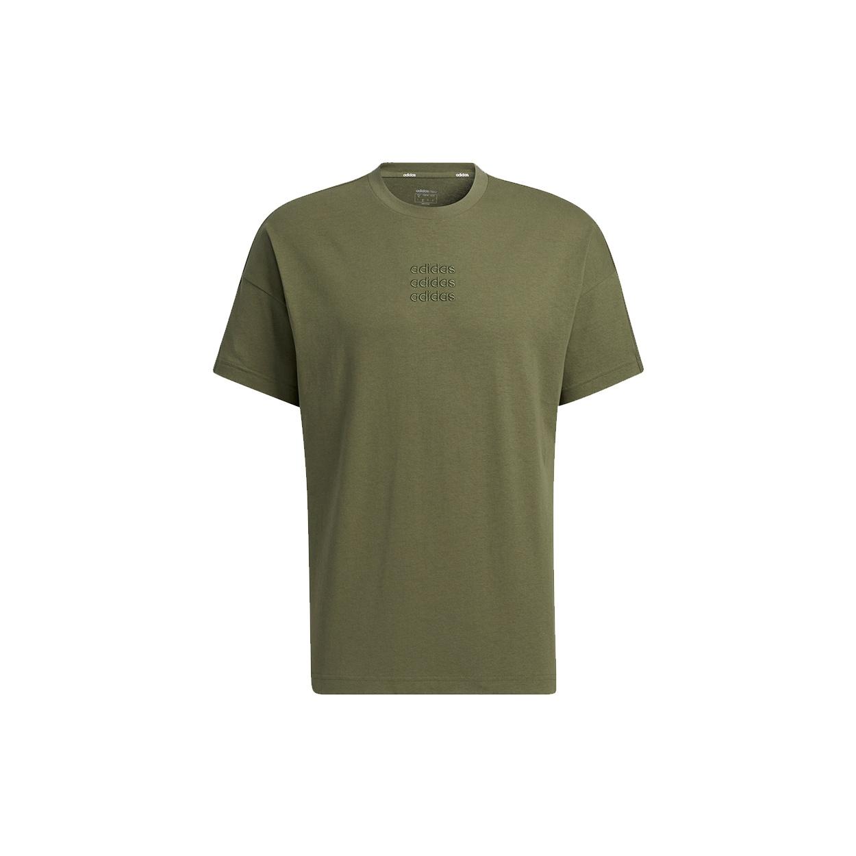 adidas neo M Icons C+ Tee Back Large Logo Printing Sports Short Sleeve Green Men s H52727 M