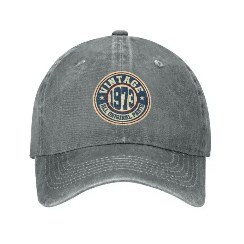 Punk Unisex Baumwolle Retro Vintage 1973 Alle Originalteile Baseballkappe 50. Geburtstag Verstellbare Papa-Kappe für Männer Frauen Hip Hop