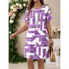 Summer Women's Fashionable Round Neck Short Sleeved Dress, Casual Outdoor Street Wear, Daily Clothing
