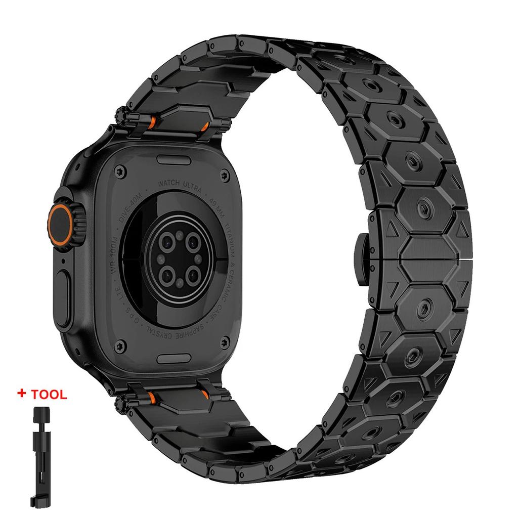 Luxury Titanium Color Strap for Apple Watch 10 Ultra 2 Band 49mm 45mm 44mm 42 Metal Stainless Steel Bracelet Iwatch 9 8 7 6 5 SE