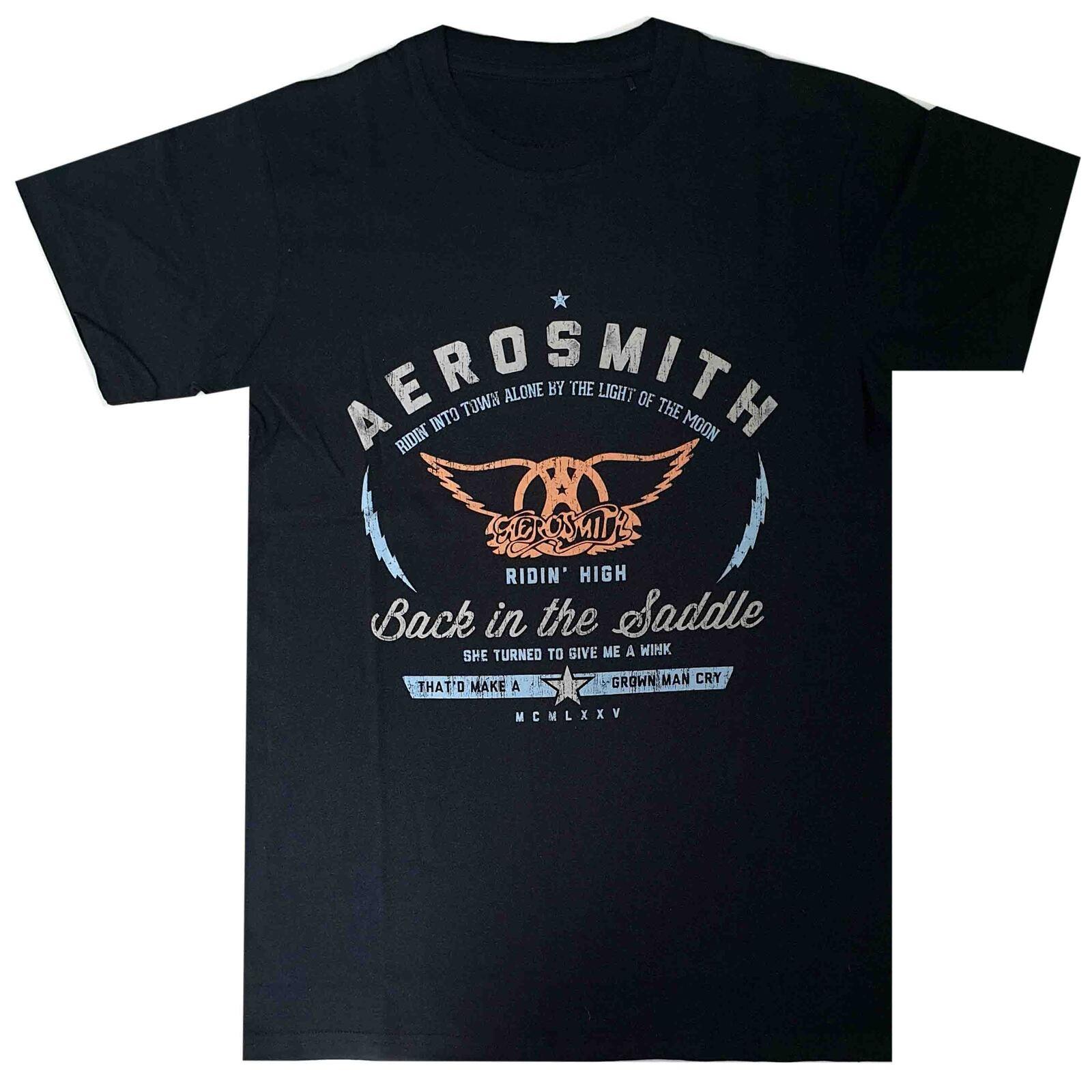 Aerosmith Back in The Saddle Печать по периметру Летний Хлопок Роскошный Бренд Мужские и Женские Футболки с Коротким Рукавом M