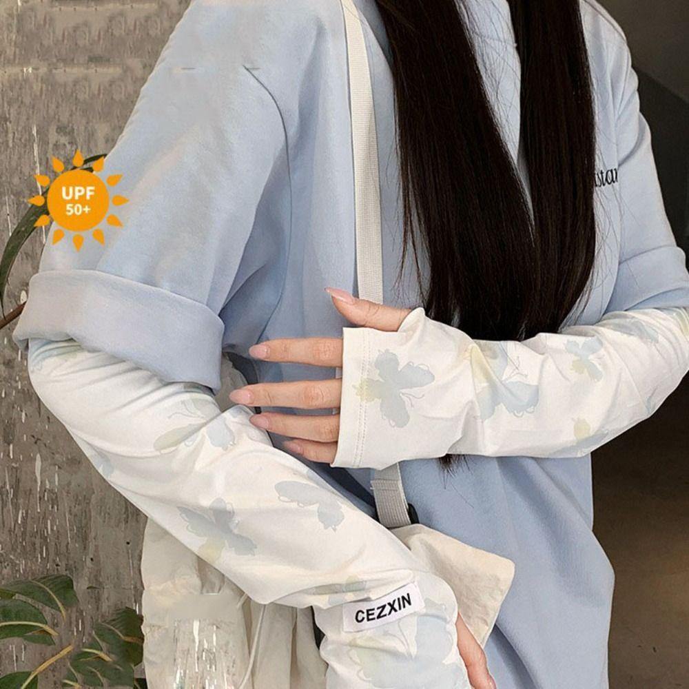 Gradient Sunscreen Arm Sleeve Sun Protection Summer Long Glove Sweet Ice Silk Sleeves  Outdoor