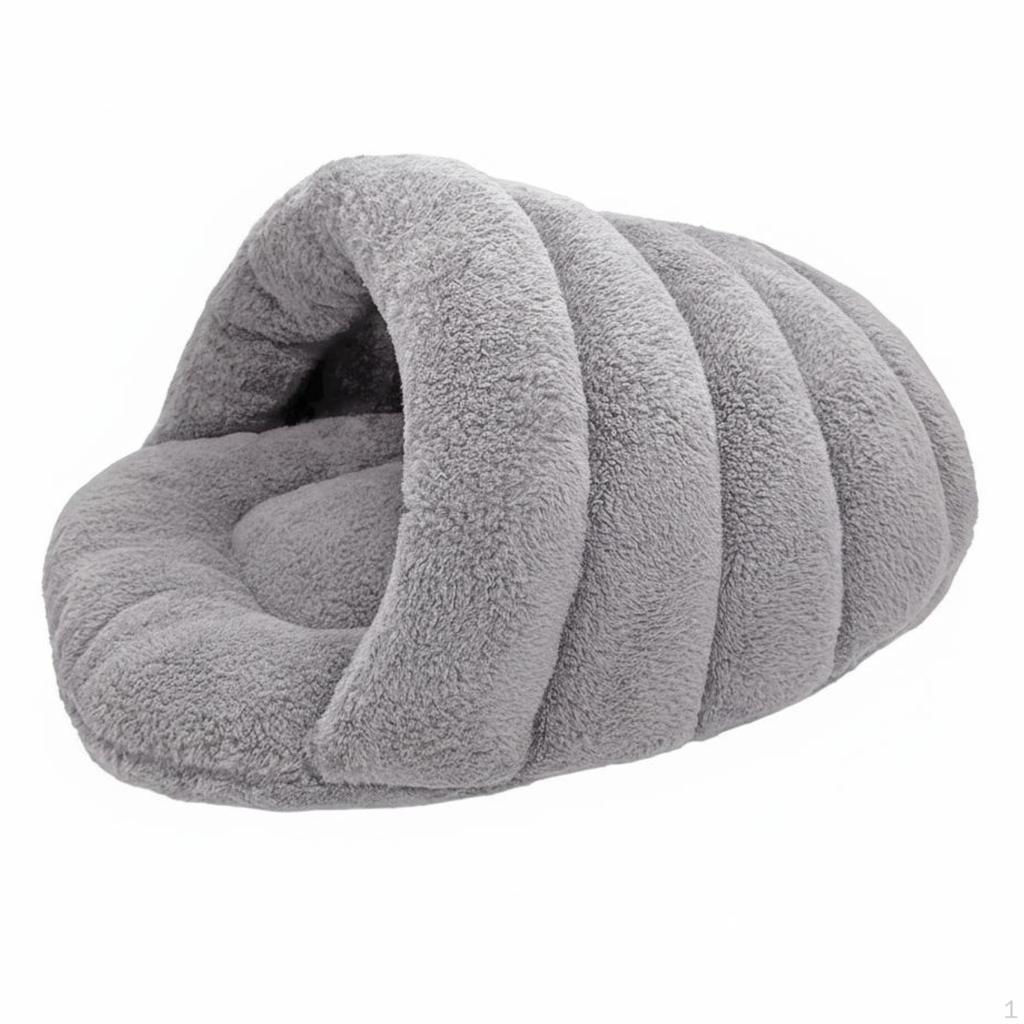 Cat Bed, automaticWarming, Plush, Round, Indoor Sleeping Shelter M Light Gray