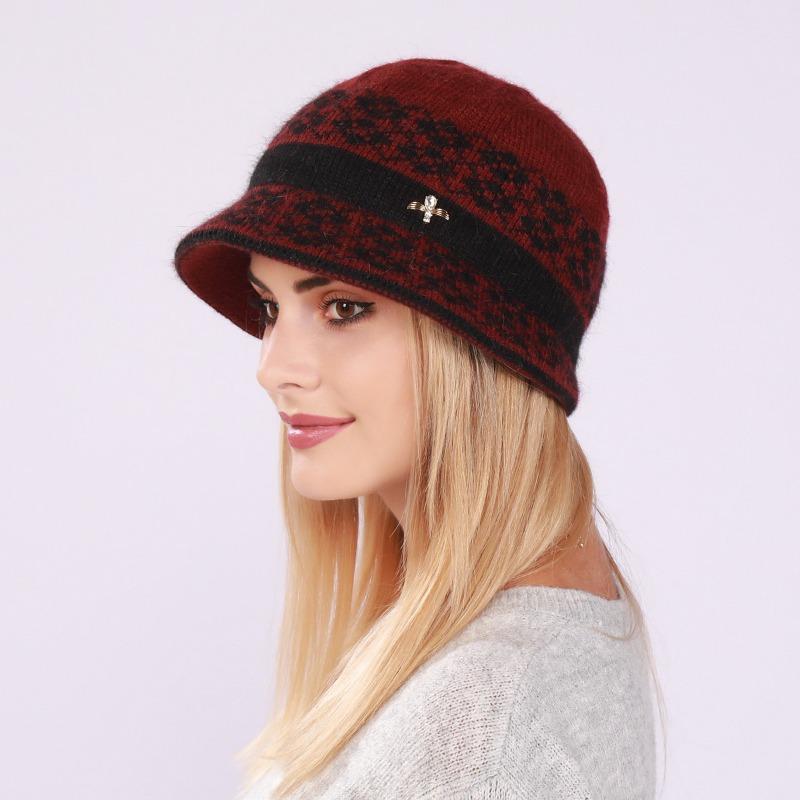 Autumn Winter Hats Women's Knitted Hat Mixed Color Fashion Thick Warm Hat All-match Bucket Hat