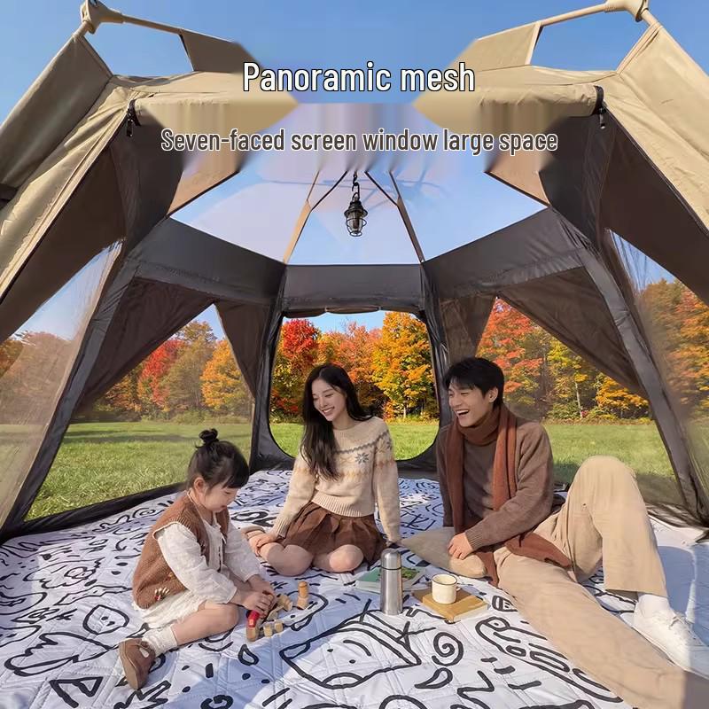 BLACKDOG Hexagonal Automatic Folding Tent: Quick-Open, Rainproof, Sun Protection for Camping and Outdoor Use
