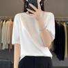 Satin Round Neck Half-Sleeve Loose T-Shirt for Women