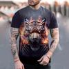 Summer Men's T-shirt Animal Lion Tiger Round Neck Clothing 3D Printed Outdoor Daily Short Sleeved