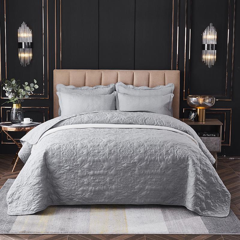 Washable Quilted Cotton Bedspread 3-Piece Set with Cotton-Filled Design