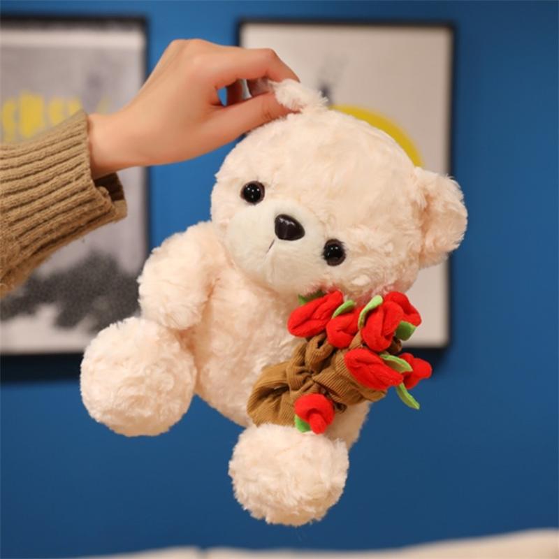 Cartoon Niedlicher sitzender Bär Plüschtier Kuscheltier Valentinstag Rose Herz Tier Bär Puppe Freundin Geburtstagsgeschenk