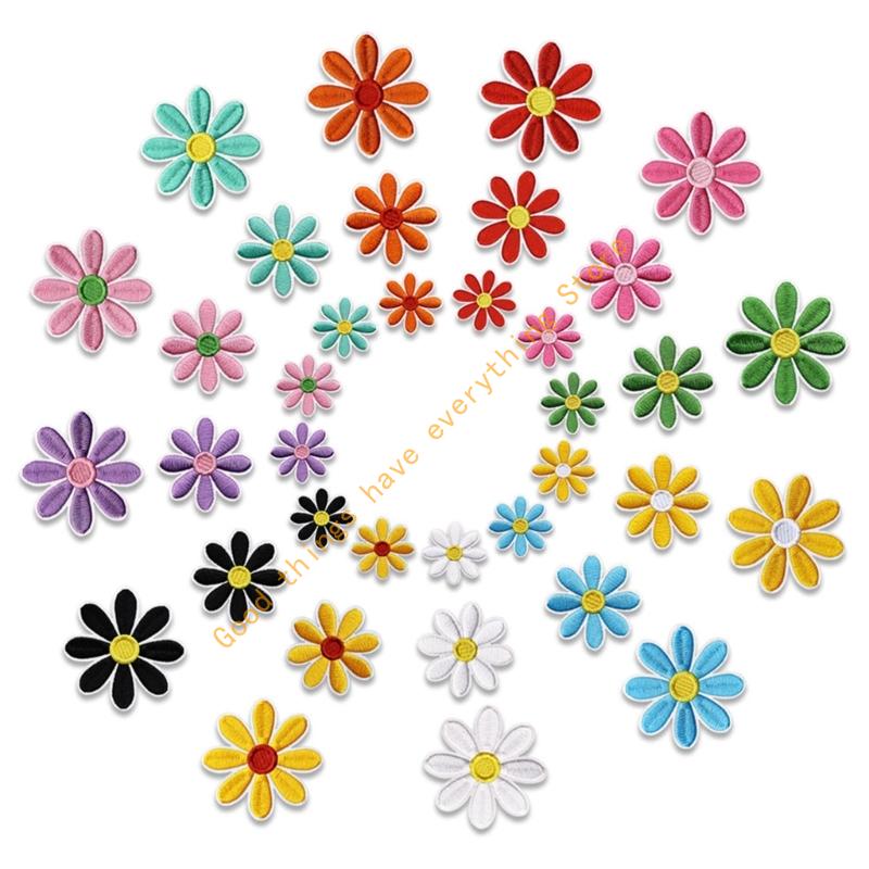 

36Pcs Flower Embroidery Iron On Patches Adhesive Embroidery Appliques For Clothing Jackets Bags Backpacks Hat Decoration 55KF