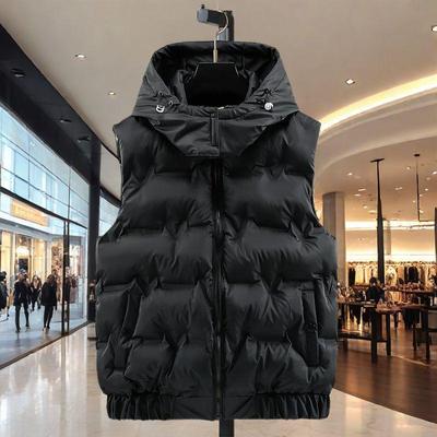 Men's Hooded Down Vest - Warm, Thick, Water-Resistant Sleeveless Jacket for Teens.