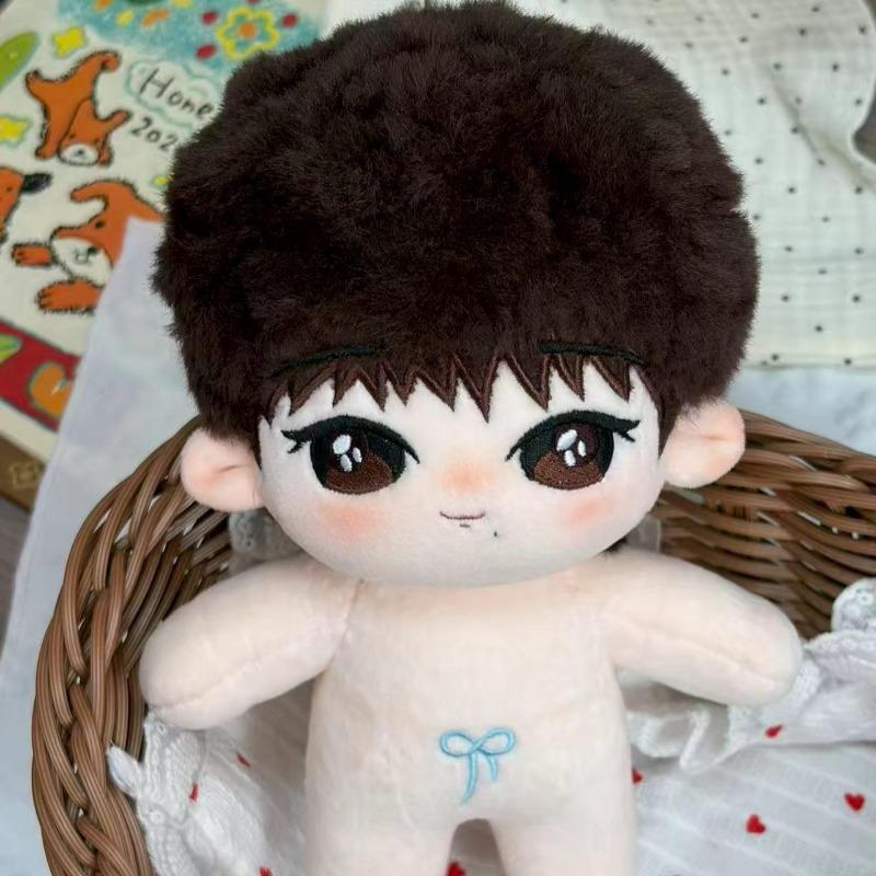 Cute 20cm TF Family F4 Wang Lujie Mu Zhicheng Cotton Doll Set Luk Xiaomutou Nude Plush Curly Hair Idol Toy Gift for Star Fans Collectible Peripheral