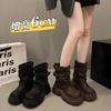 [Fanfna] 2025 Autumn New Thick-soled Heightening Stacked Martin Boots Women's Small Maillard Trouser Boots