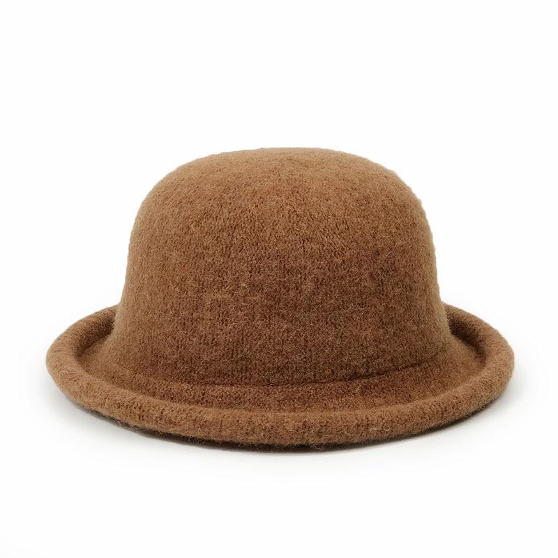 Korean Version of Curled Dome Top Hat, Women's Winter Fashion Straw Hat, Knitted Basin Hat, Japanese Casual Versatile Bucket Hat