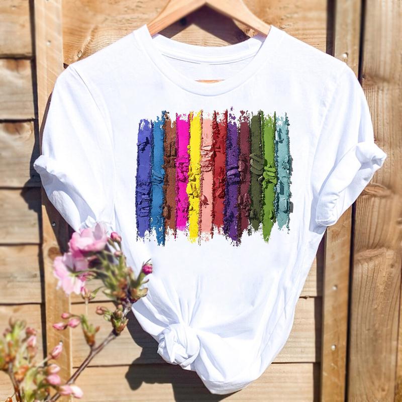 Women Print T-shirts Watercolor Eye Lashes Eyelashes Trend Graphic Tops Fashion Short Sleeve Summer Shirt Female Tees