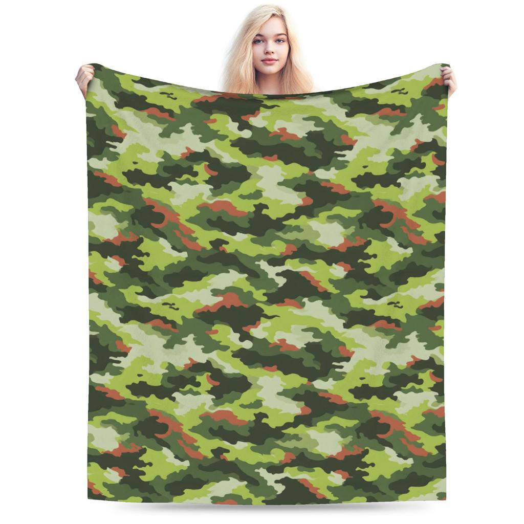 Camo Camouflage Blanket Flannel Spring Autumn Multifunction Ultra-Soft Throw Blanket for Sofa Bedroom Plush Thin Quilt