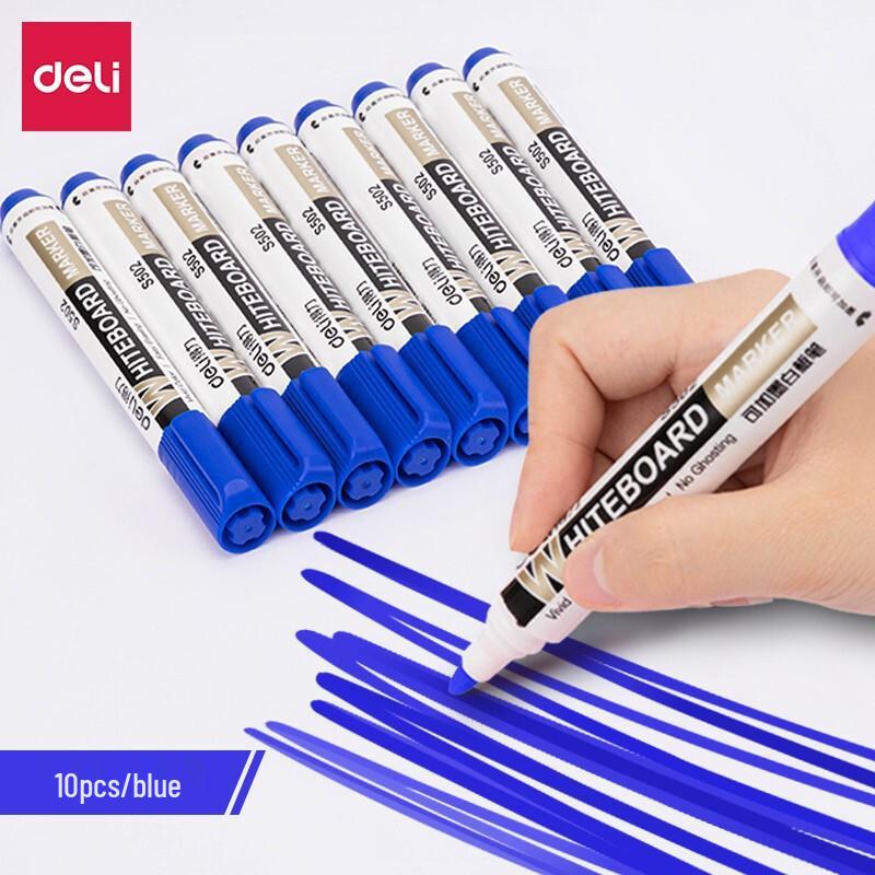 Deli S502 Refillable Erasable Whiteboard Markers 10-Pack