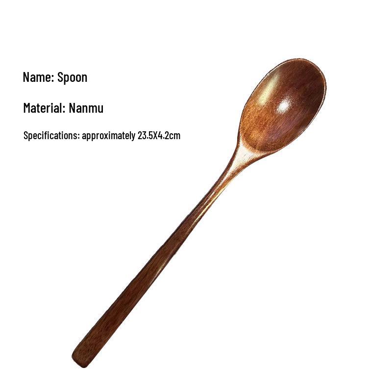 Camphor Wood Multi-Purpose Spoon Set: Coffee, Milk Tea, Honey, Dessert, Soup & Fork for Adults and Children.