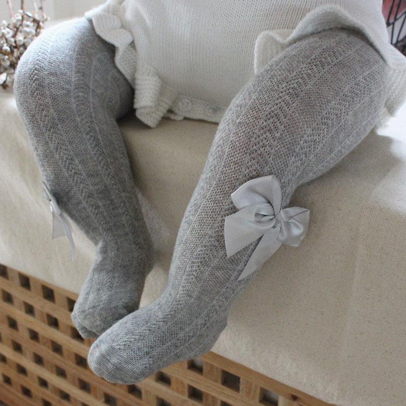 

Летние сетчатые детские колготки из мягкого хлопка с дышащим бантом для девочек, однотонные детские чулки, колготки серый