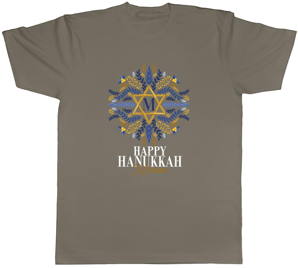 Personalised Happy Hanukkah Unisexs TShirt Floral Star Any Name Jewish Tee Gift