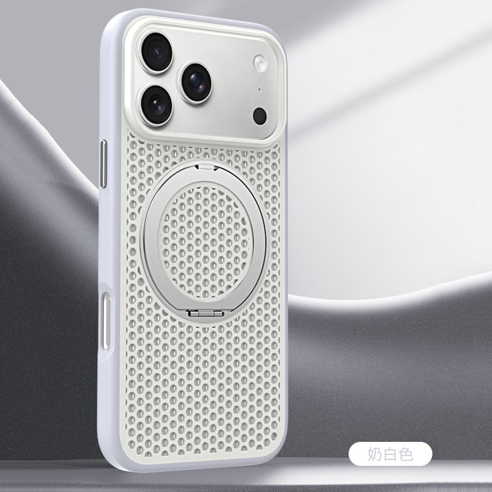 Applicable To iPhone17ProMax Ice-sensitive Honeycomb Heat Dissipation Magnetic Suction Bracket Mobile Phone Case Apple 16Pro Anti-drop Cover