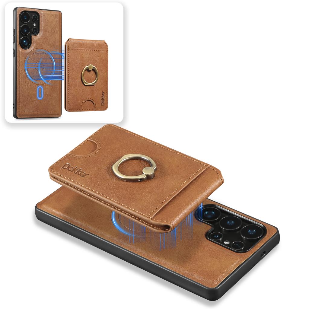 In 1 Detachable Magnetic Card Solt Wallet Leather Case For Samsung Galaxy S25 Ultra S24 Plus S23 A36 A16 A55 A35 A15 Ring Holder